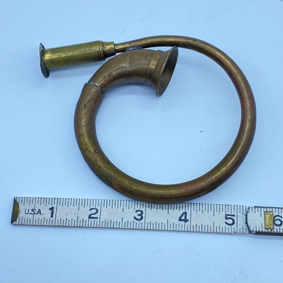 Vintage Brass Christmas French Horn Bugle Hanging Ornament Decoration 5 inches - Picture 3 of 10